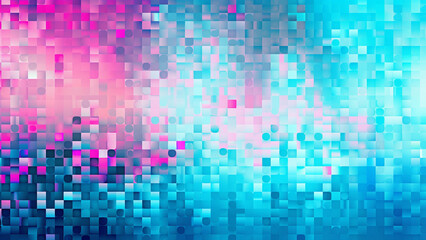 Fototapeta na wymiar Vibrant Aqua Blue and Electric Pink Pixelation Modern Pattern