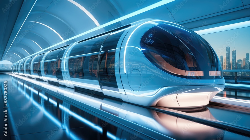 Poster underground hyperloop network enables high-speed transportation.