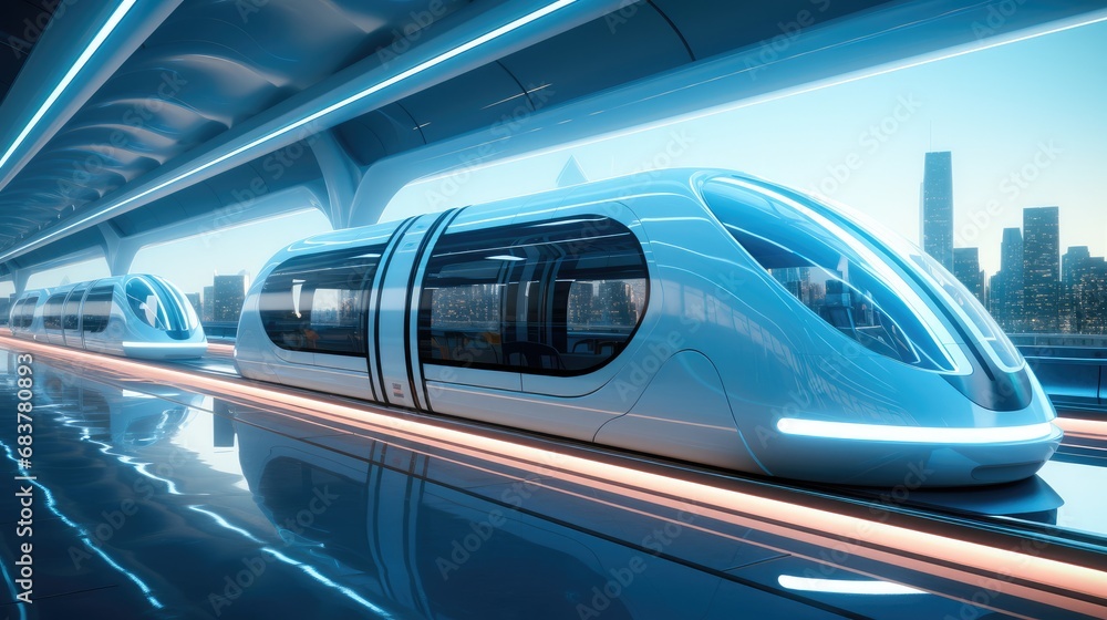 Aufkleber Underground hyperloop network enables high-speed transportation.