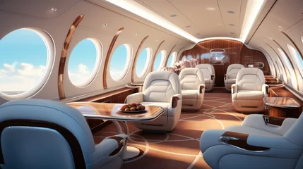 Fotobehang Opulent interior within a contemporary corporate aircraft. © visoot