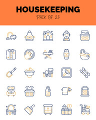 set of HouseKeeping Two Color icons for logo & web. Vector illustration