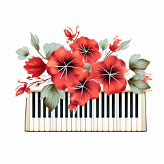 Floral piano key Clipart isolated on white background
