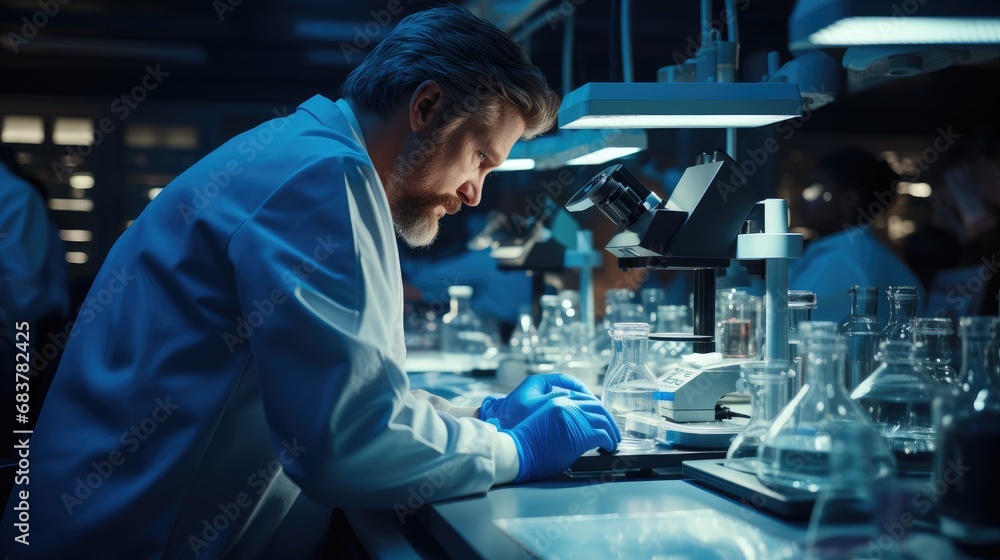 Aufkleber Man working at scientist laboratory.