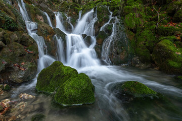 Fototapeta na wymiar Toberia Waterfalls at Entzia mountain range, Basque Country, Spain