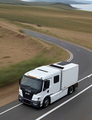 fast going Truck on the road Transportation concept, generative ai