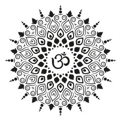 Hindu symbol Om mandala design vector art	