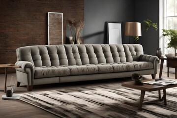 Create a tactile image of a microfiber sofa, showcasing its comfort and contemporary appeal. 