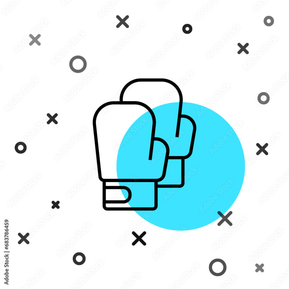 Poster black line boxing glove icon isolated on white background. random dynamic shapes. vector
