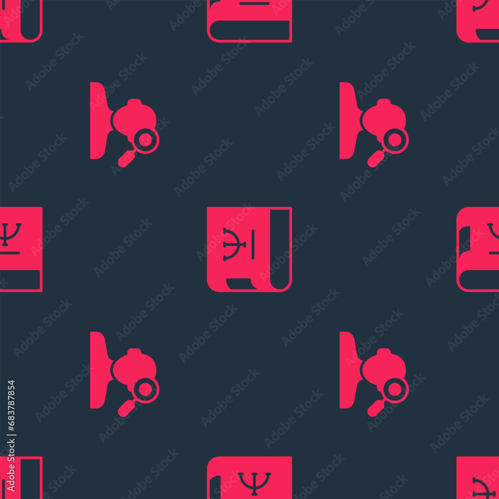 Poster set finding a problem in psychology and psychology book on seamless pattern. vector
