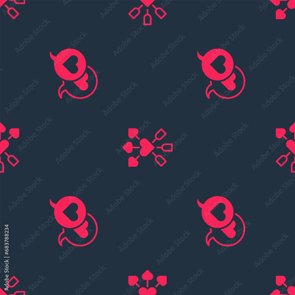 Poster set heart in speech bubble and amour with heart and arrow on seamless pattern. vector