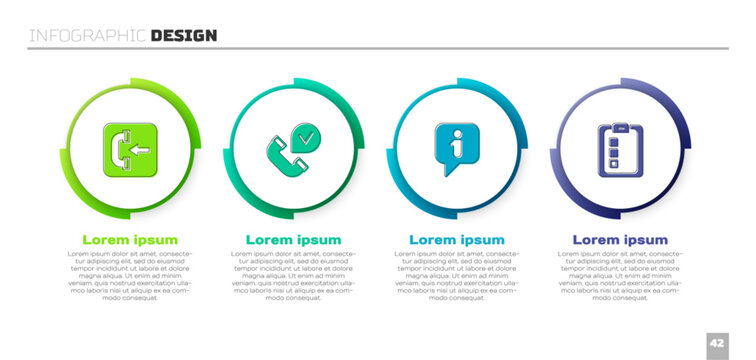 Set Incoming call phone, Telephone handset, Information and Online quiz, test, survey. Business infographic template. Vector