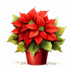 Potted Poinsettia Clipart isolated on white background