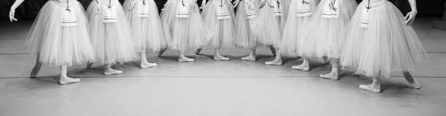 Closeup of ballerinas dancing - obrazy, fototapety, plakaty