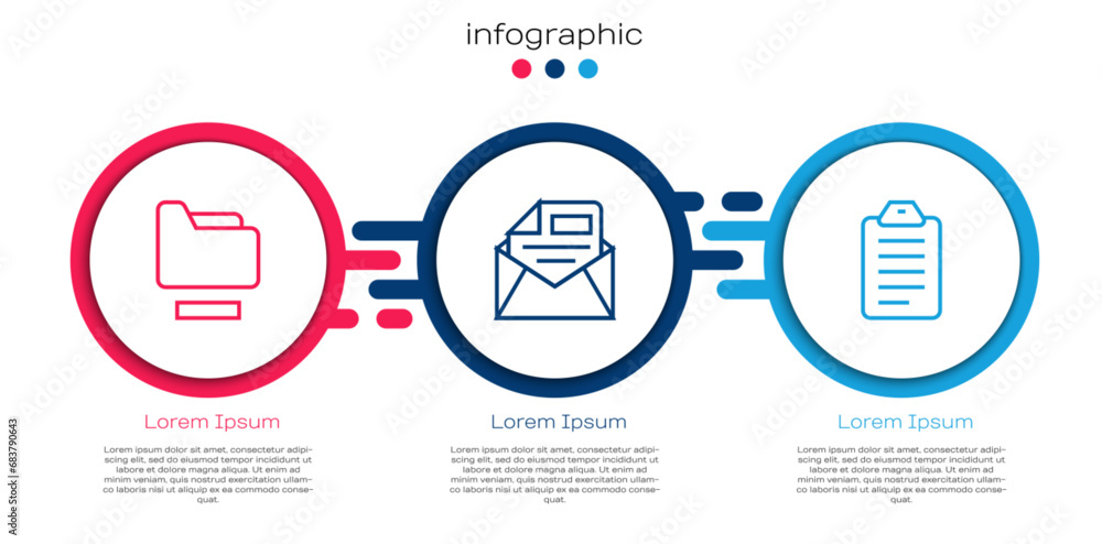 Poster set line document folder, mail and e-mail and to do list or planning. business infographic template.