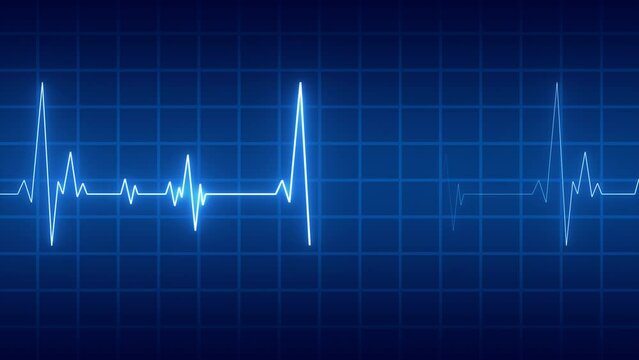 Neon Electrocardiogram Heartbeat Pulse monitoring Medical Patient Heart Treatment Display Background Animation Loop