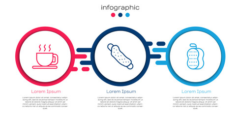 Set line Cup of tea, Washcloth and . Business infographic template. Vector