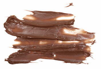 Chocolate cream spread isolated on white background, top view
