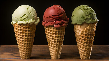 ice cream on an isolated black background