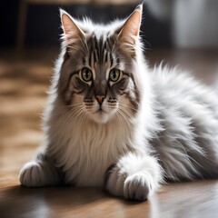 A cat's lazy rest, the scenery beyond the window
