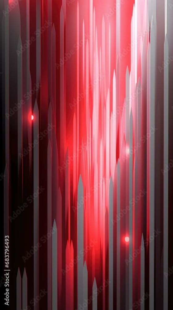 Poster gray white neon vertical abstract background of red lines and low poly graphic style. ai generative.
