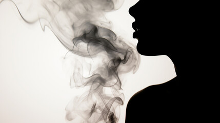 woman silhouette and black smoke, attractive woman silhouette, copy paste area for text