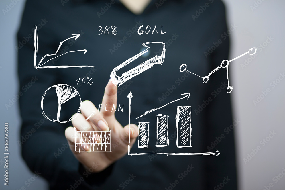 Poster data analyst with business dashboard with charts,