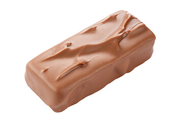 Delicious unwrapped chocolate bar. Isolated on a white background.