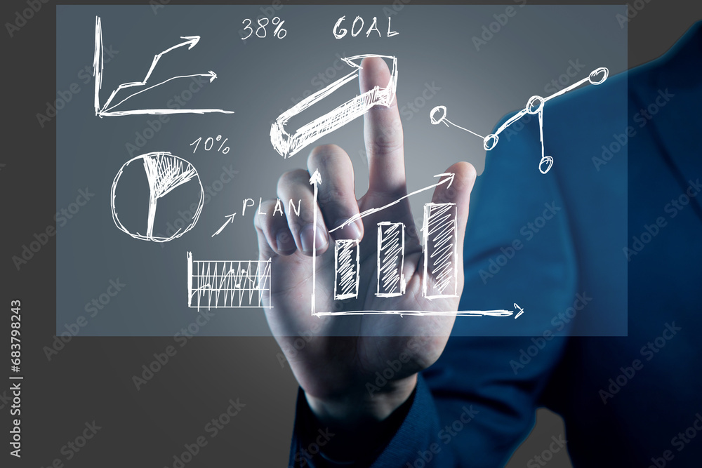 Poster data analyst with business dashboard with charts,
