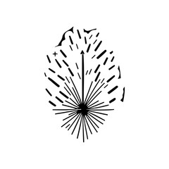 Fireworks Icon hand draw black colour winter decoration logo symbol perfect.
