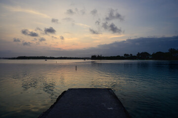 Blue Bay Beach Jetty in Mauritius in the Evening at Dusk at Pointe d'Esny