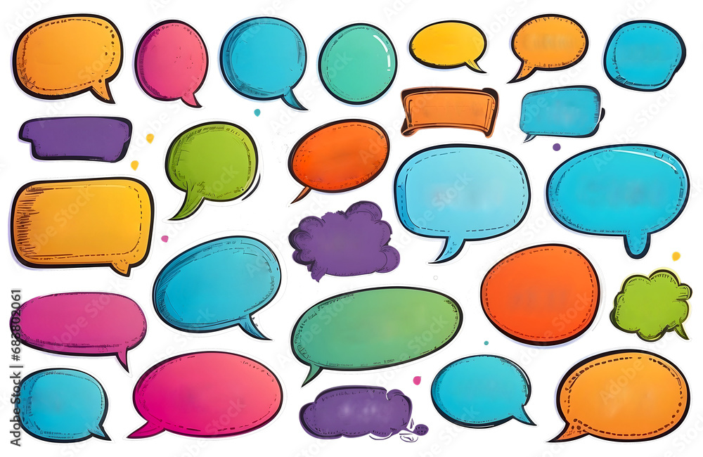 Poster set of colorful speech bubbles with free space for text on transparent background