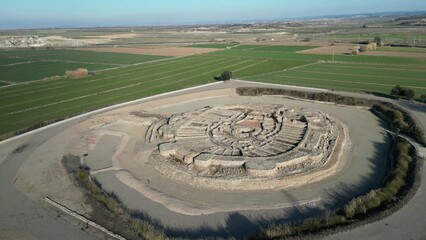 Aerial view of an archaeological site called Vilars d'Arbeca in Spain