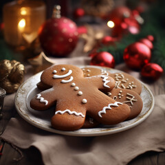 Christmas cookies gingerbread man on the table