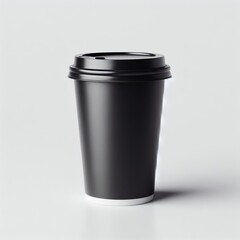 Black Coffee Cup on White Background.