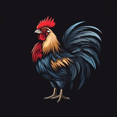 Fototapeta premium logo emblem with a rooster on black isolated background