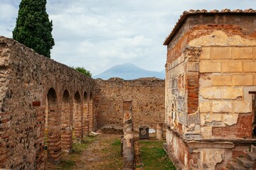 Fototapeta na wymiar Ancient ruins of Pompei city (Scavi di Pompeii), Naples, Italy