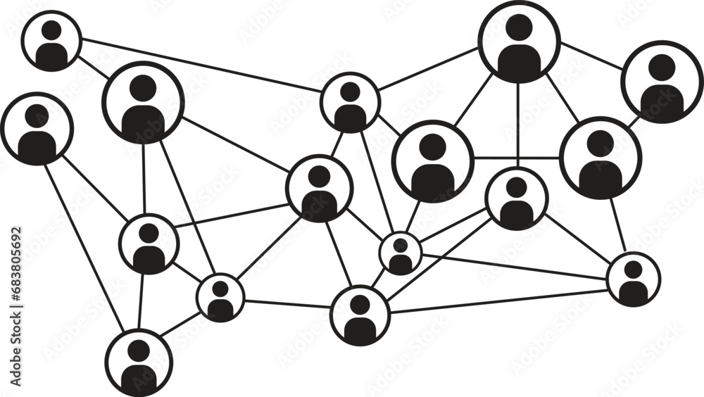 Poster social network connection for online business background concept. social network scheme connecting m