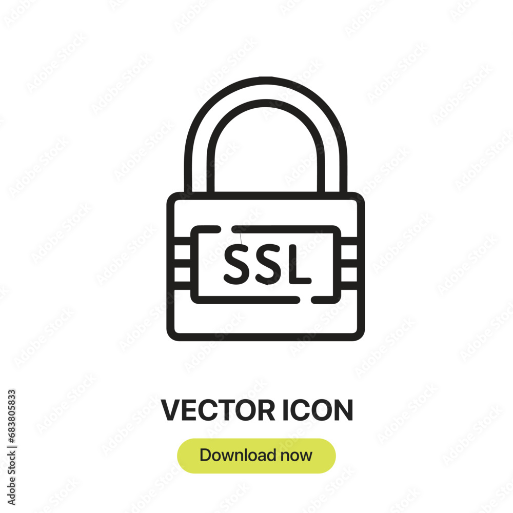 Poster ssl icon vector. linear-style sign for mobile concept and web design. ssl symbol illustration. pixel