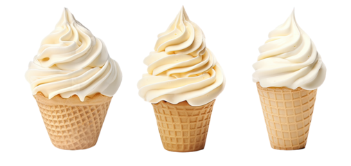 Vanilla Soft Serve Ice Cream Isolated on Transparent Background