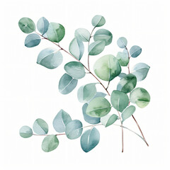 Watercolor Home Decor with Eucalyptus Clipart isolated on white background