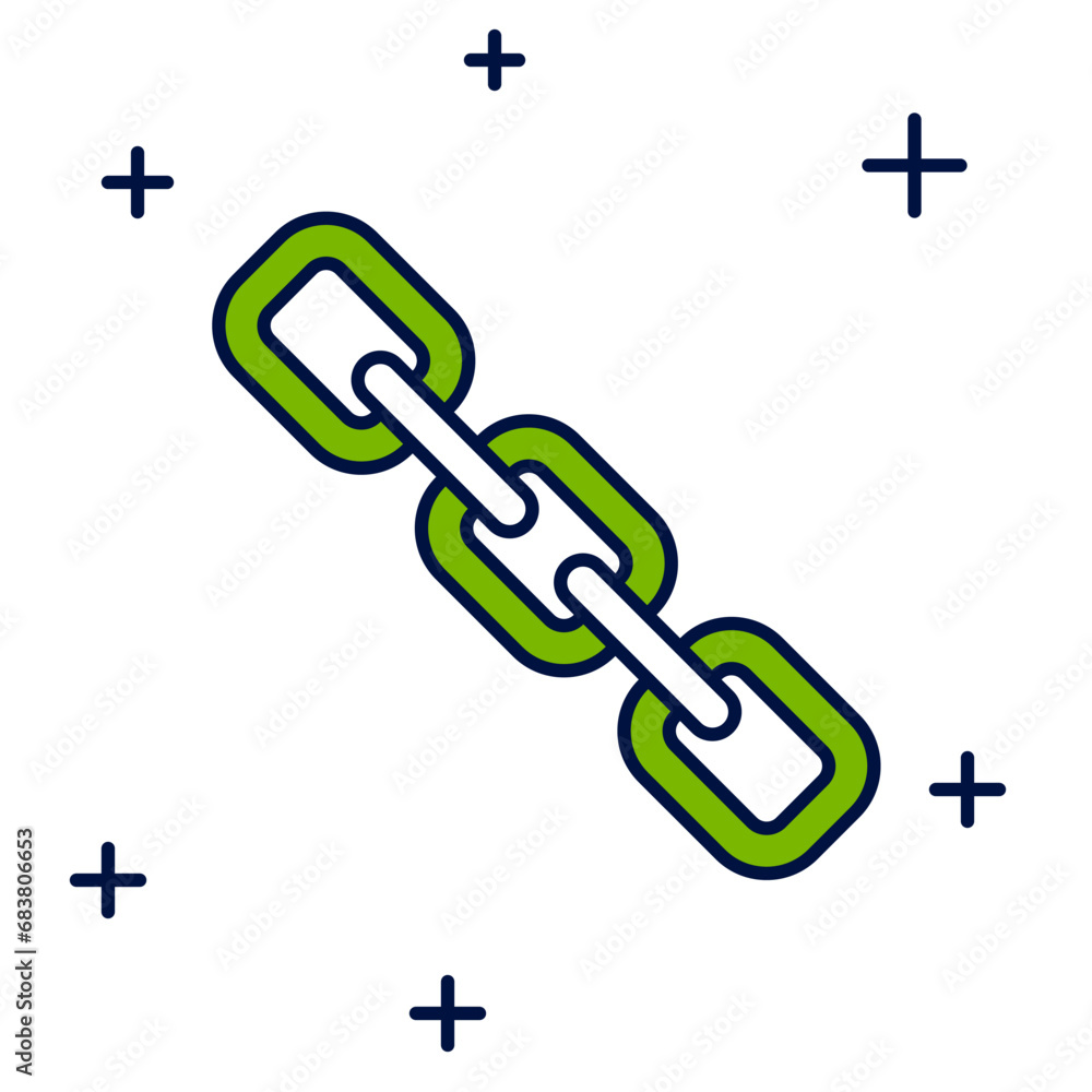 Poster filled outline chain link icon isolated on white background. link single. hyperlink chain symbol. ve