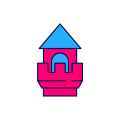 Filled outline Castle tower icon isolated on white background. Fortress sign. Vector