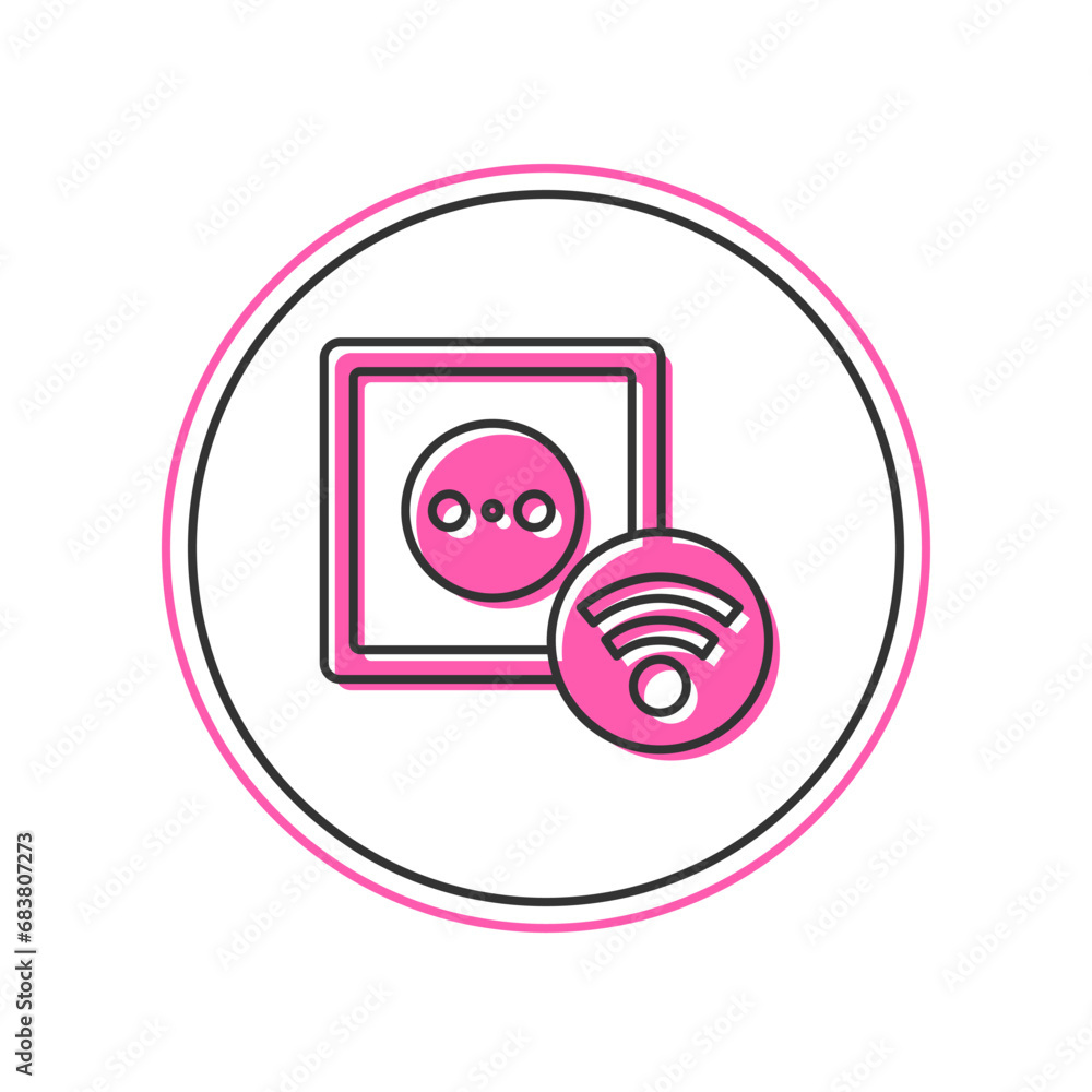 Poster filled outline smart electrical outlet system icon isolated on white background. power socket. inter