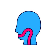 Filled outline Sore throat icon isolated on white background. Pain in throat. Flu, grippe, influenza, angina. Healthcare and medical. Vector