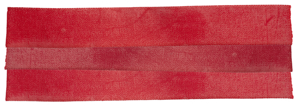 macro photo of long red fabric sticker tape, png asset.
