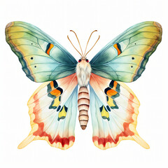Watercolor moth Clipart isolated on white background