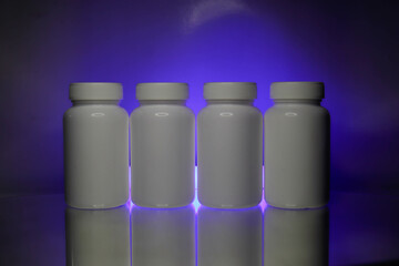 White plastic medical container Clearly for pills or capsules.Blank Slate