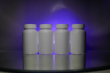 White plastic medical container Clearly for pills or capsules.Blank Slate