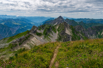 Hike to the Hochkuenzelspitze in Vorarlberg Austria from Schroecken via the Biberacher Hut