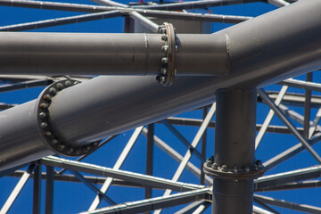 Pipe flange with bolts connecting between pipe water tank